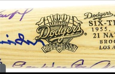 Brooklyn Dodgers commemorative autographed baseball bat