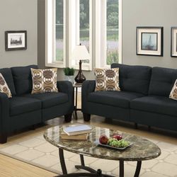 Black Sofa And Love Seat Set 