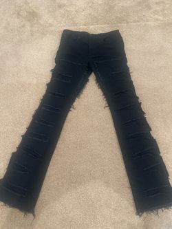 Black Distressed Flare Jeans