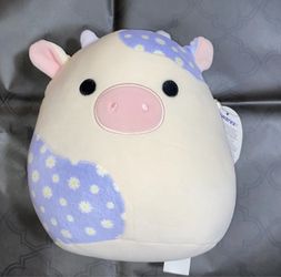 Squishmallow Cow Plush with Daisy Pattern