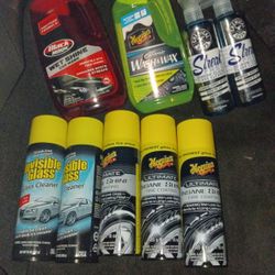 Invisible Glass Glass Cleaner (2) Meguiars Ultimate Insane Shine Tire Coating (3) Chemical Guys Streak Free Windows Cleaner Glass Cleaner (2) 