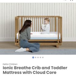 Brand New Delta Children Breathable Hypoallergenic Machine Washable Ionic Breathe Baby Crib and Toddler Bed Mattress with Cloud Core