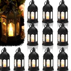 New 12 Pieces Mini Lanterns with Flickering LED Candle,