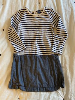 Girls size 5 dress, gap kids, blue and white striped knit with chambray bottom