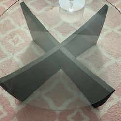 Thick glass coffee table.