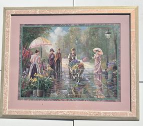 Bettie Hebert-Felder “Strolling In The Flower Market” Print $75 Or Best Offer!