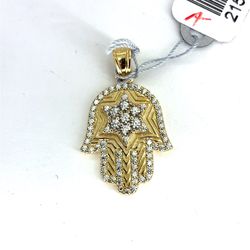 10Kt Yellow Gold CZ Hamsa Star Pendant 2.46g 215717/12