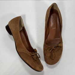 Sundance Brown Suede Leather Slip On Tassel Embellished Loafer Women Size 10