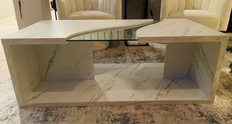 Faux Marble  Coffee Table with Glass Insert