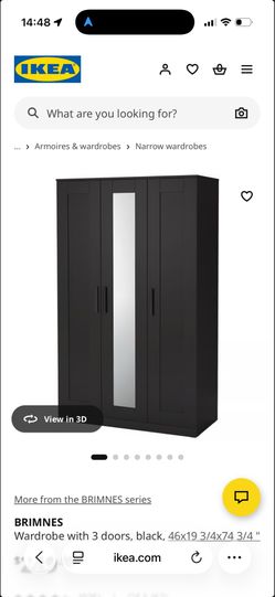 IKEA Brimnes 3 door Wardrobe(Black)