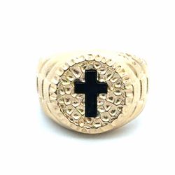 Men’s 10k Yellow Gold Black Cross Ring Size 9.5 GP3136393