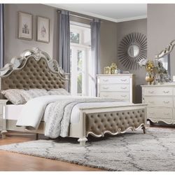 Memorial Day Sale, Elegant Paired w/Glamorous Flair Champagne Finish Bedroom Set