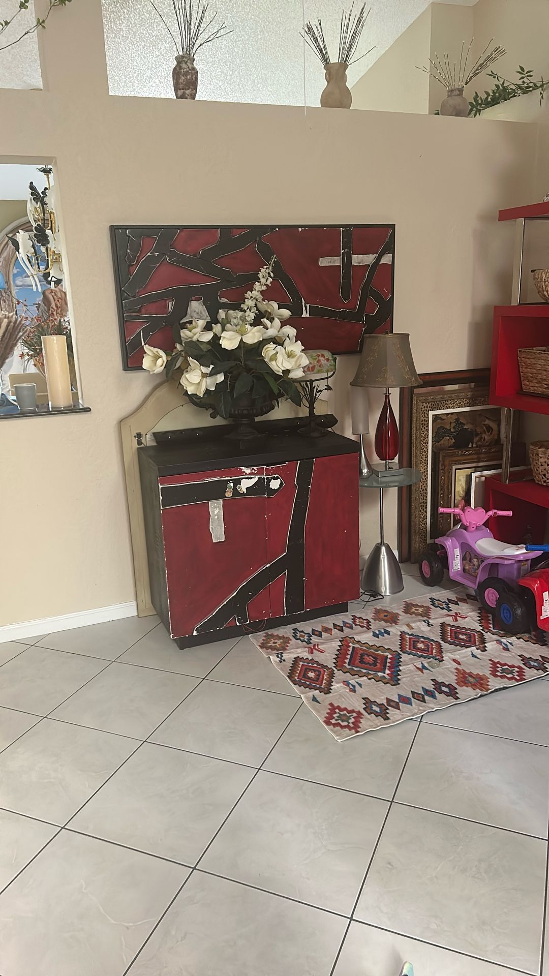 Shelf Picture And Flowers