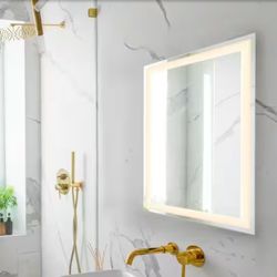 Remy 24 in. W x 34 in. H Small Rectangular Frameless Antifog Front-Lit Wall Bathroom Vanity Mirror with Smart Touch