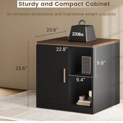 File Cabinet Under Desk Storage Cabinet with Door, Printer Stands with Open Adjustable Shelves, 23" Tall End Side Table for Office, Living Room, and S