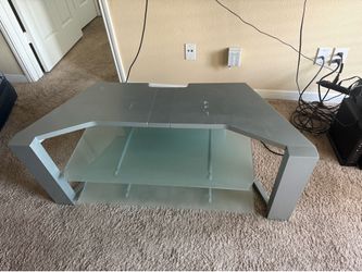 Modern corner desk/ TV stand w/ Frosted Glass Shelf