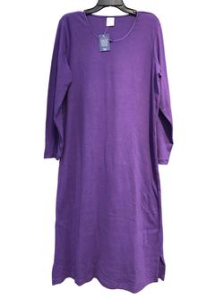 Lands' End Women's Deep Purple Long Sleeve Nightgown Size Large 14-16 NWT