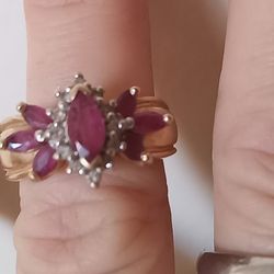 Genuine 10k Natural Ruby & Diamond Ring