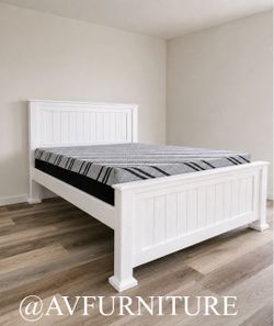White Queen Bed and Memory Foam Mattress