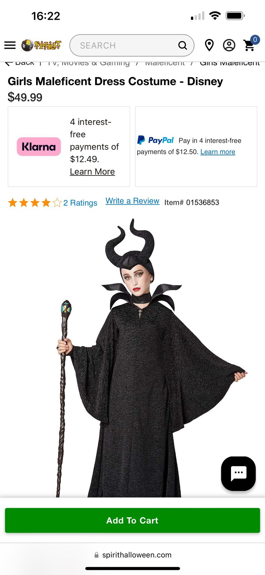 Maleficent Halloween Costume with Wand