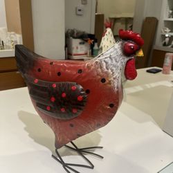 Outdoor Garden Yard Decor Ornament Metal Standing Rooster