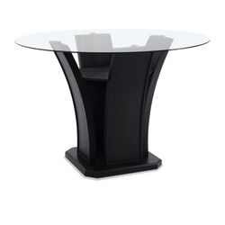 Black Upholstered Round Counter Height Dining table