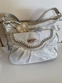 Betsey Johnson Cream Leather with Gold Trim Handbag