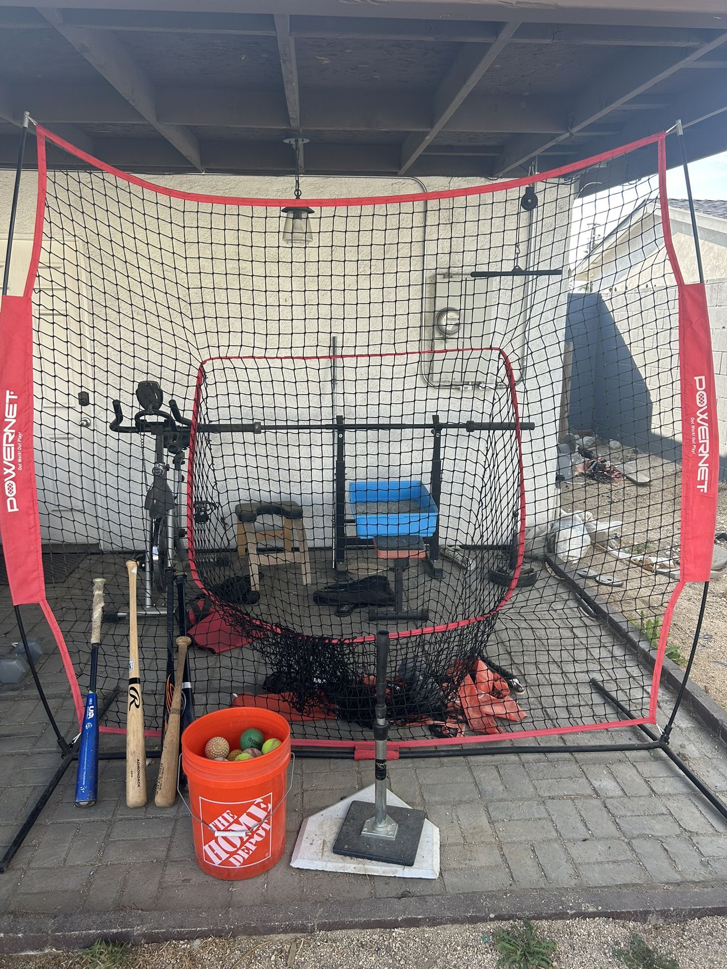 Baseball Training Bundle – PowerNet Net + Tee + 38 Balls + Bats