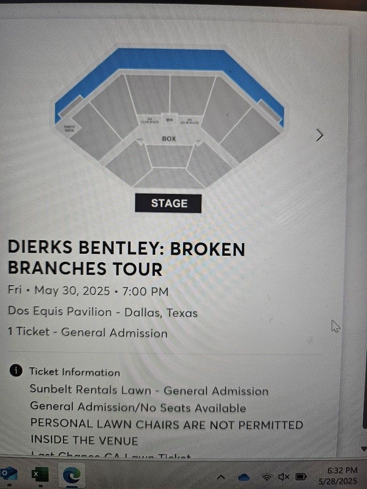 Dierks Bentley Lawn Seats.....$45