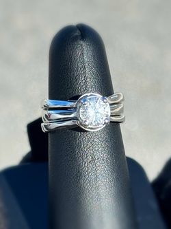 14k white gold 1.75CTW Diamond solitaire engagement wedding rings size 7