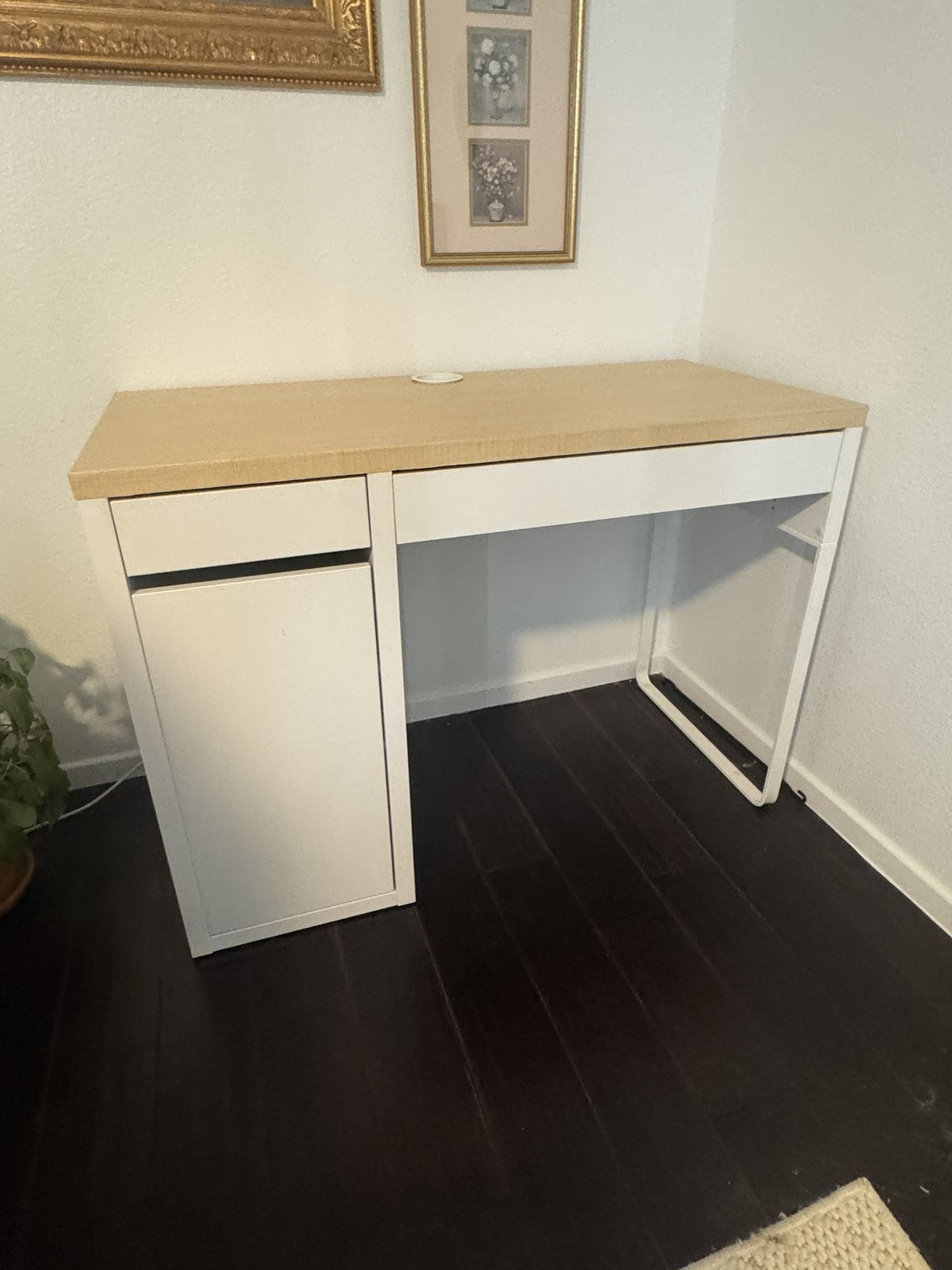 Desk - Ikea White Alex Micke Desk Faux Wood Top Drawers Storage