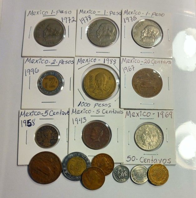 LOT OF (16) MEXICAN COINS
