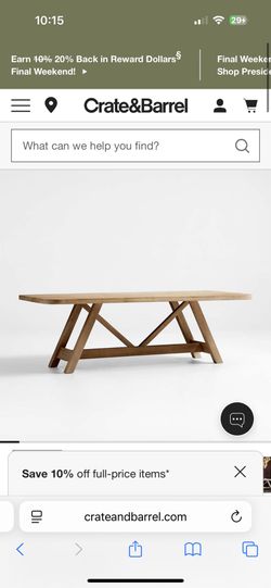 Dining Table-Crate And Barrel 94 Inch Solid Pine