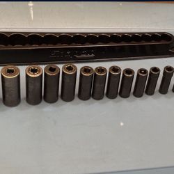 Snap-on Tools 14 pc 3/8" Drive 6-Point Metric Flank Drive® Deep Impact Socket Set (8-19, 21 and 24 mm)