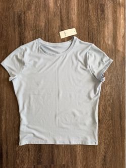 Hollister Women's Blue Solid Knit Crew Neck Short Sleeve T-Shirt Size L