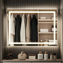 LED Mirror- 36 X 28 LED Touch Button Bathroom Vanity Mirror, Switchable Color LED with Defogger