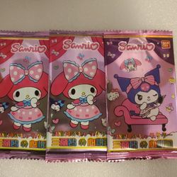 Hello Kitty Sanrio Cards Sealed Lot Of 3 Packs Ban Dai Unopened Brand New 