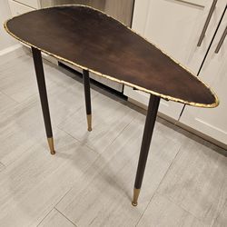 Modern Metal Side Table with Gold Accents