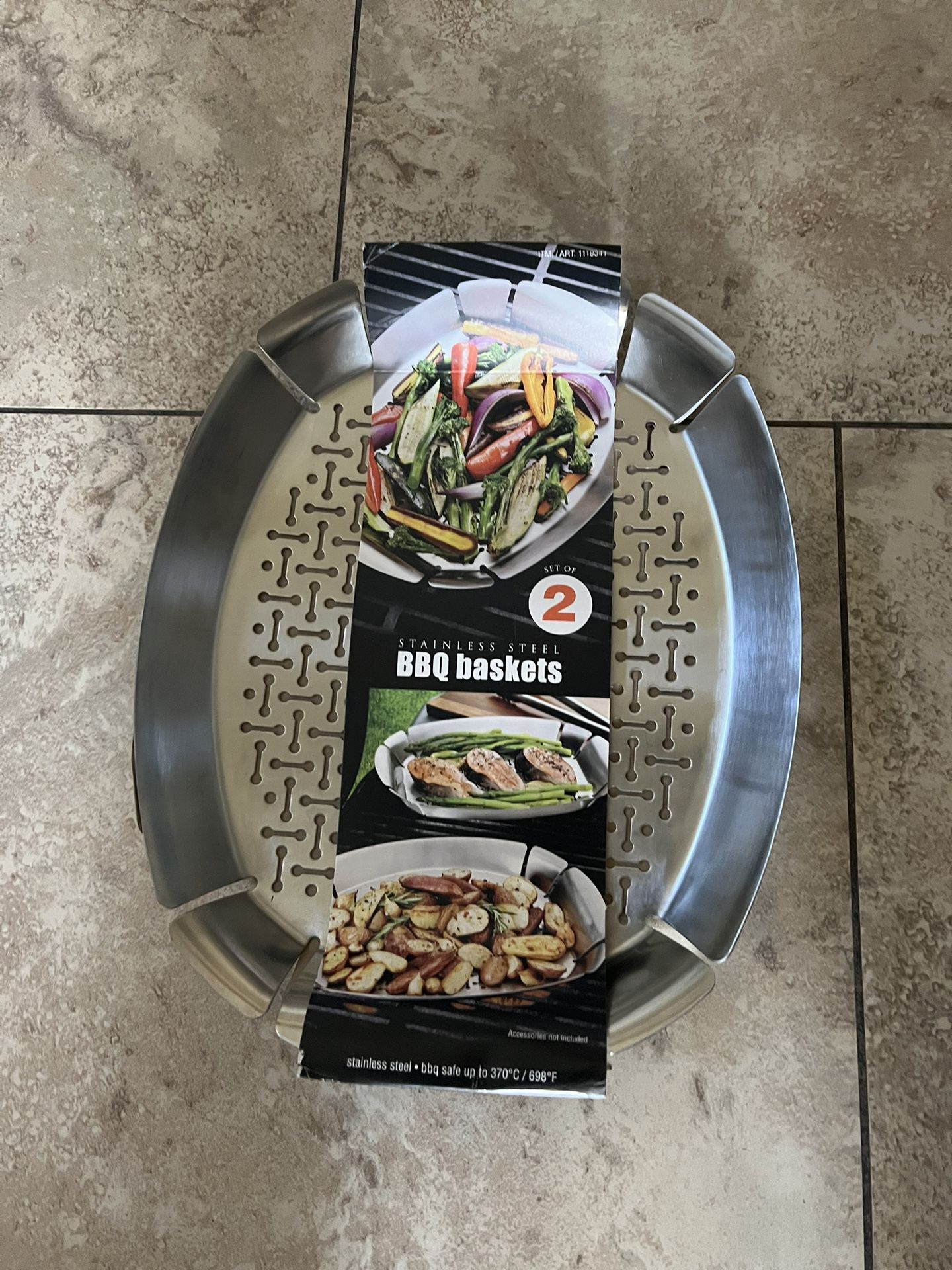 New Stainless Steel BBQ Basket Set Of 2