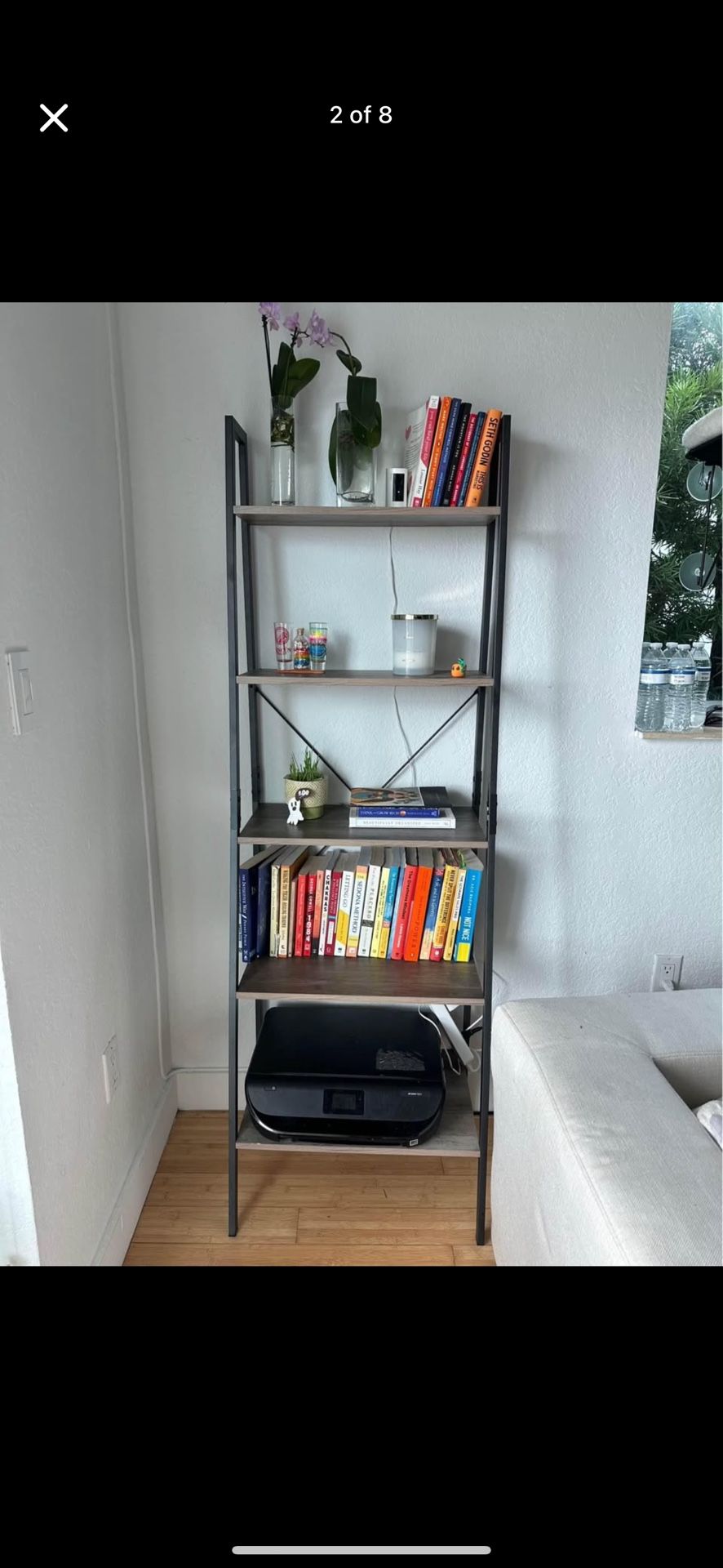 Bookshelf - Vintage Industrial 5 Tier Ladder Shelf