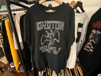 Led Zeppelin 1977 United States of America Tour Icarus Black Graphic T-Shirt Size XL