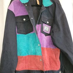 Vintage Denim And Suede Multi-colored Jacket By MACHINE 