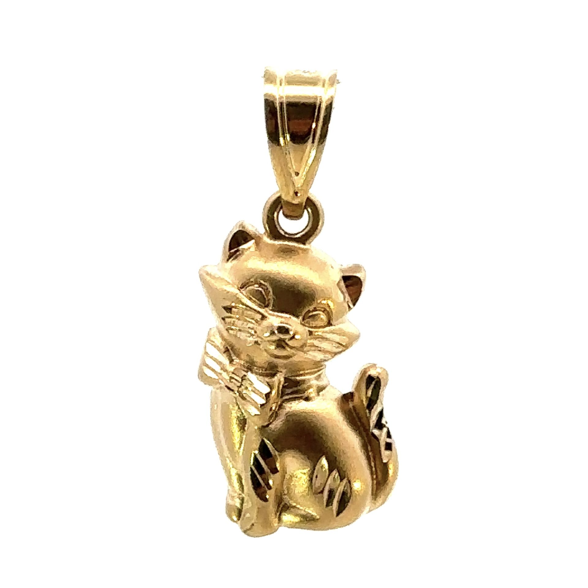 Woman’s Ladies 14k Yellow Gold Cat Kitten Kitty Charm Pendant For Necklace GP3119664