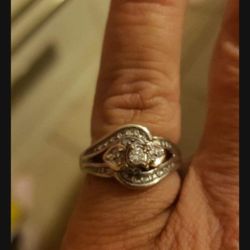 Diamond And Sterling Silver Wedding / Engagement Ring  $125