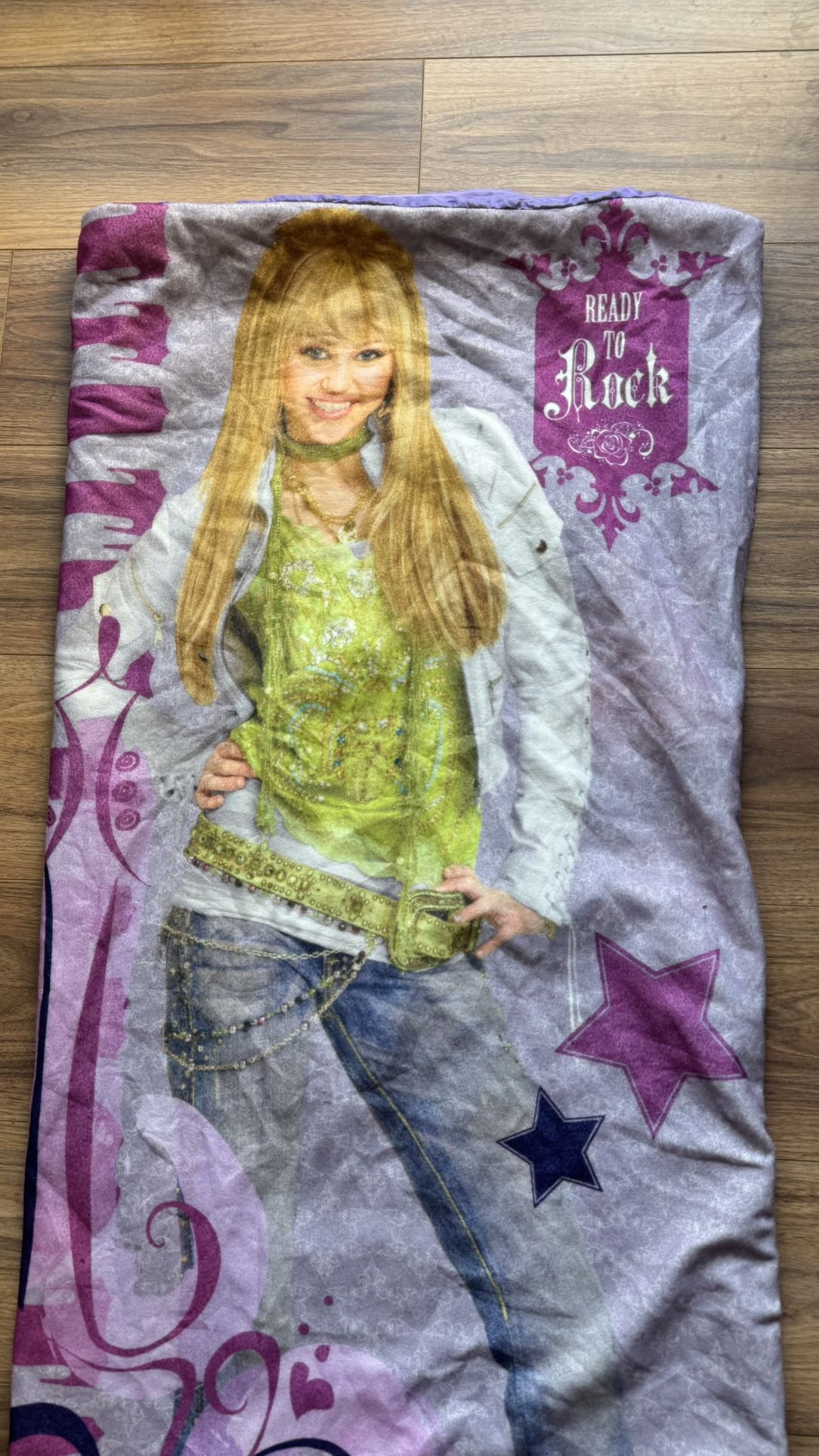 Hannah Montana Sleeping Bag Miley Cyrus DISNEY Purple Light Weight blanket zip Purple vintage