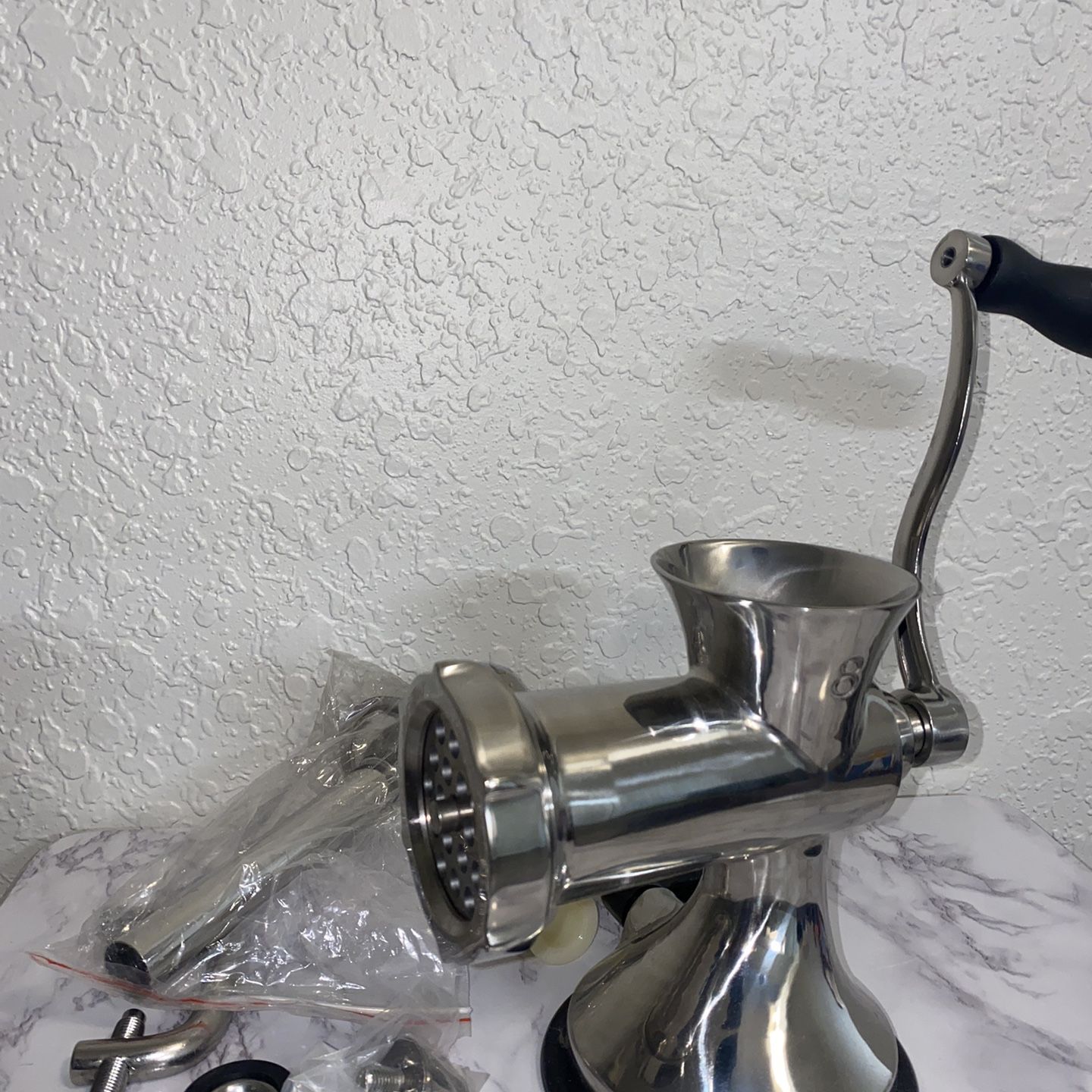 LuxSense Manual Meat Grinder, Stainless Steel Hand Operated Machine,  Multifuncti