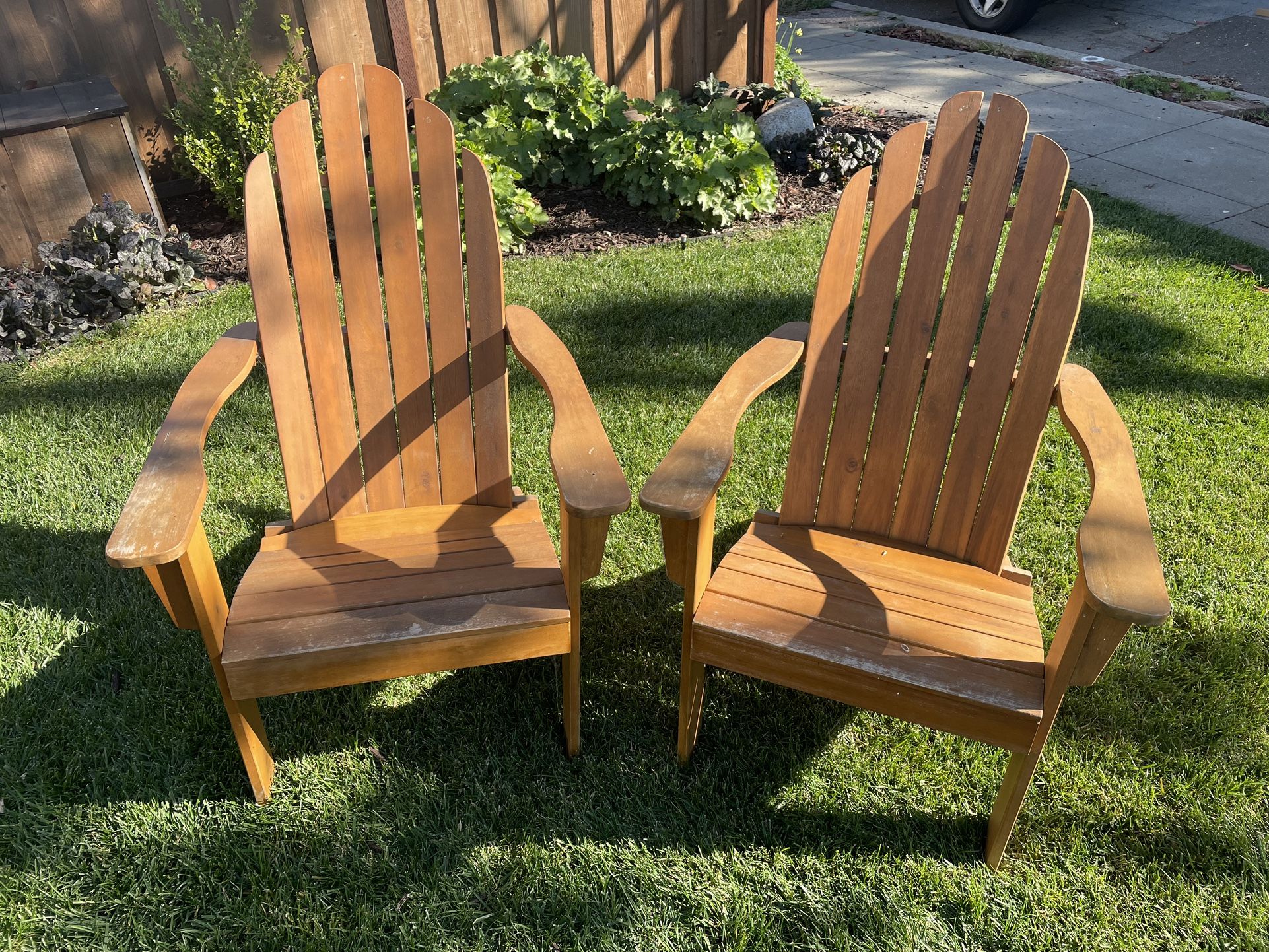 Pair of Wooden Adirondack Chairs