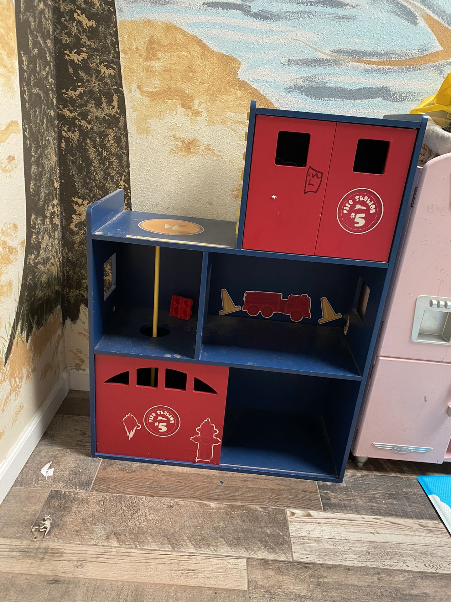 Kids fire station bookcase