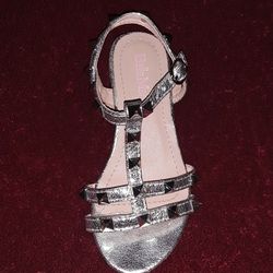Girls Size 11 Dressy Easter Shoes Sandals Silver