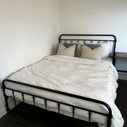 Bed Frame, Mattress, And Pillows
